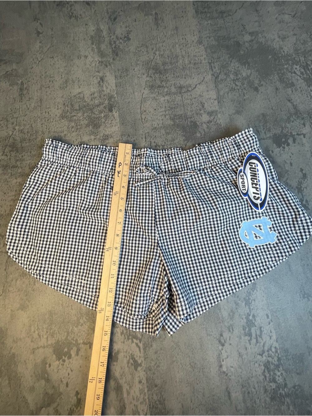 Navy Gingham Athletic Shorts with Carolina Logo Juniors XL